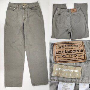 Vtg 90s Liz Claiborne Lizwear Womens Jeans 12 29x30 Taupe 100% Cotton Twill Pant